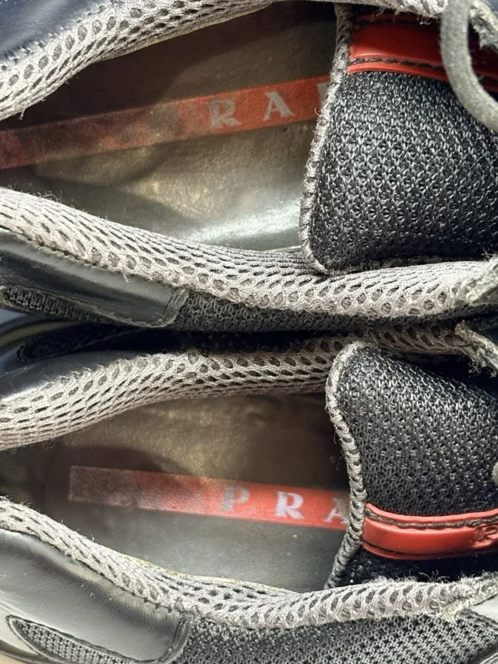 PRADA Men Kids Vibram Lace Up‎ Patent Leather Mesh Shoes Sz 6.5 Black Luxury S-4